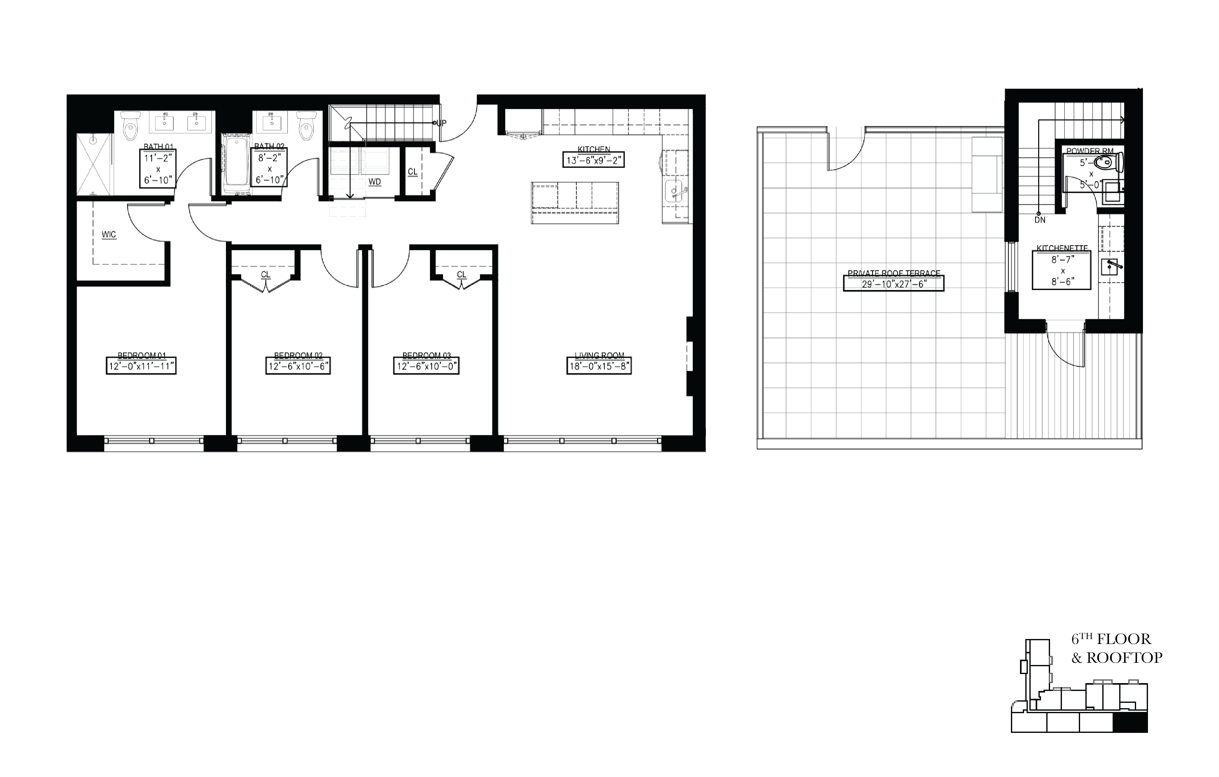 Floor plan for 3 beds, 2.5 baths, 1685 sqft
